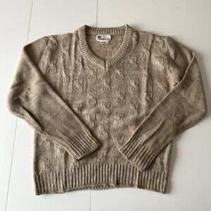 Leonardo Fini Acrylic Knit Sweater Beige Women's Size Medium